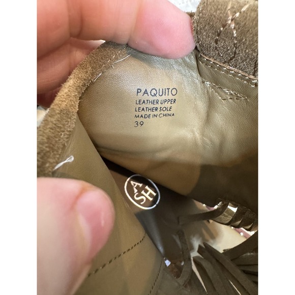 Ash Paquito Sandals Womens Size 8.5 Beige Fringe Gladiator Leather Studded Zip - Picture 6 of 14